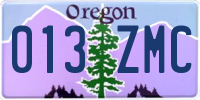 OR license plate 013ZMC