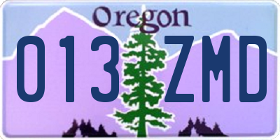 OR license plate 013ZMD