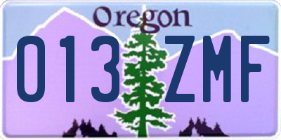 OR license plate 013ZMF
