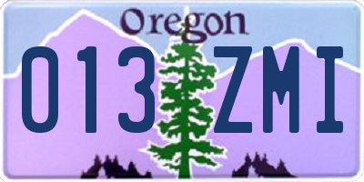OR license plate 013ZMI