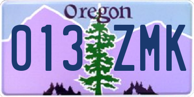 OR license plate 013ZMK