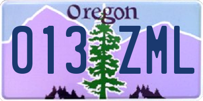 OR license plate 013ZML
