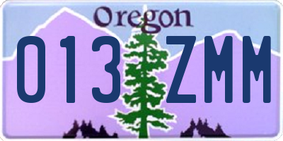 OR license plate 013ZMM