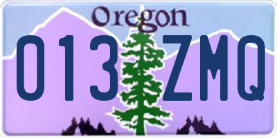 OR license plate 013ZMQ