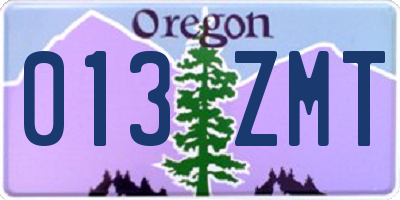 OR license plate 013ZMT