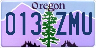 OR license plate 013ZMU