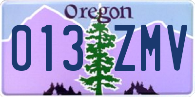 OR license plate 013ZMV