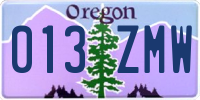 OR license plate 013ZMW