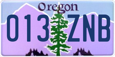 OR license plate 013ZNB