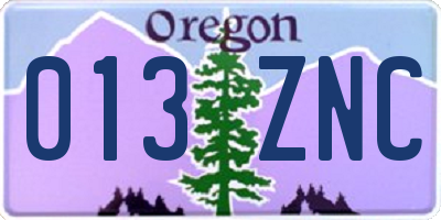 OR license plate 013ZNC
