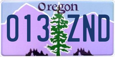 OR license plate 013ZND