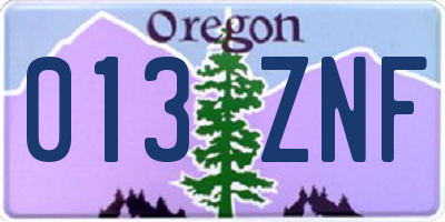 OR license plate 013ZNF