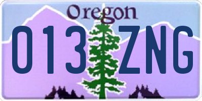 OR license plate 013ZNG