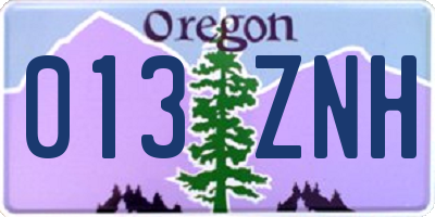 OR license plate 013ZNH
