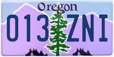 OR license plate 013ZNI