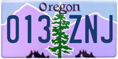OR license plate 013ZNJ