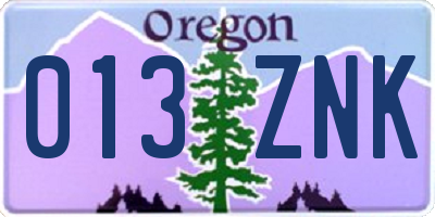 OR license plate 013ZNK