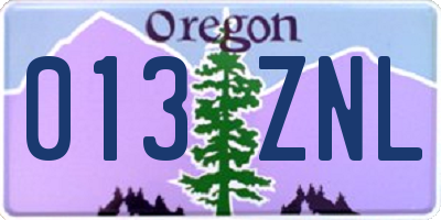OR license plate 013ZNL