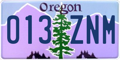 OR license plate 013ZNM