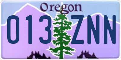 OR license plate 013ZNN