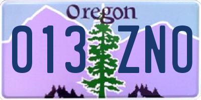 OR license plate 013ZNO