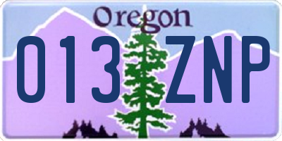 OR license plate 013ZNP