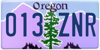 OR license plate 013ZNR