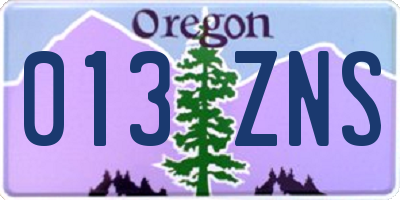 OR license plate 013ZNS