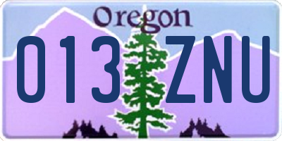 OR license plate 013ZNU