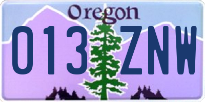 OR license plate 013ZNW
