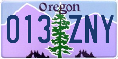 OR license plate 013ZNY