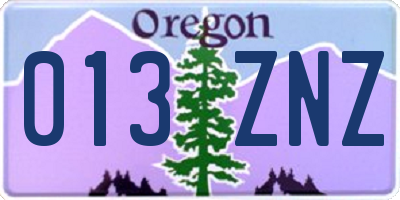 OR license plate 013ZNZ