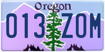 OR license plate 013ZOM