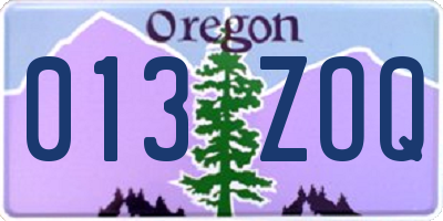 OR license plate 013ZOQ