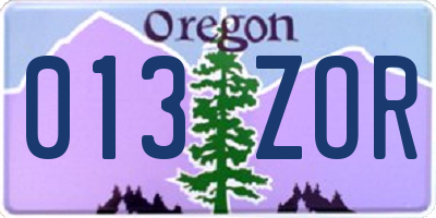 OR license plate 013ZOR