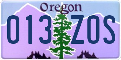 OR license plate 013ZOS