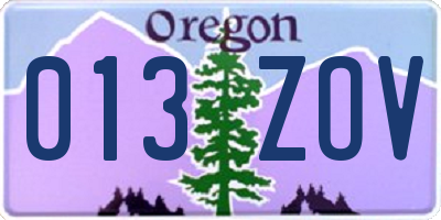 OR license plate 013ZOV