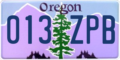 OR license plate 013ZPB