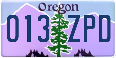 OR license plate 013ZPD