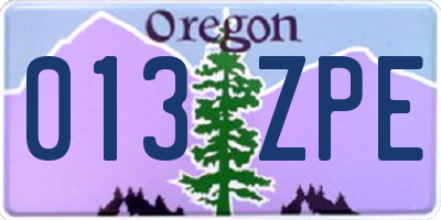 OR license plate 013ZPE