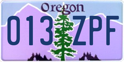 OR license plate 013ZPF