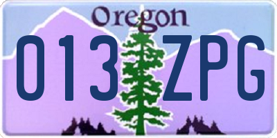 OR license plate 013ZPG