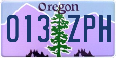 OR license plate 013ZPH