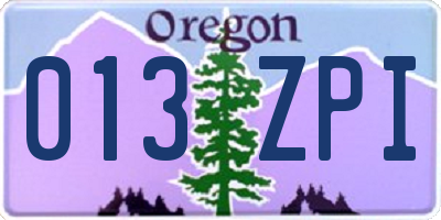 OR license plate 013ZPI