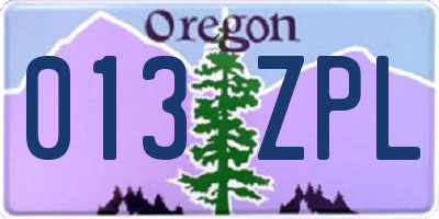 OR license plate 013ZPL
