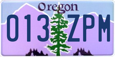 OR license plate 013ZPM