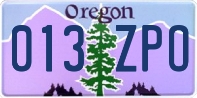 OR license plate 013ZPO