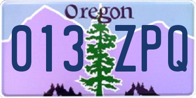 OR license plate 013ZPQ