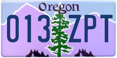 OR license plate 013ZPT