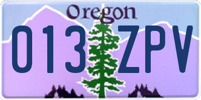 OR license plate 013ZPV